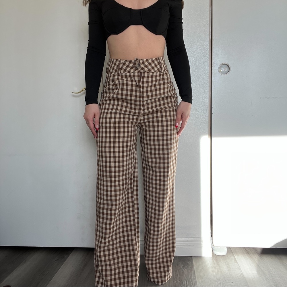 Brown checkered pants Size XS